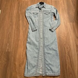 Lauren jeans co. Denim Maxi Dress with pearl snaps